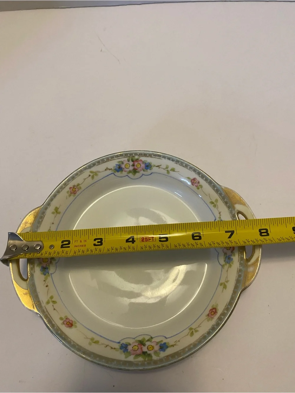 Nippon Porcelain Two Handle Salt/Teabag Dish-Hand Painted/Raised Gold Trim